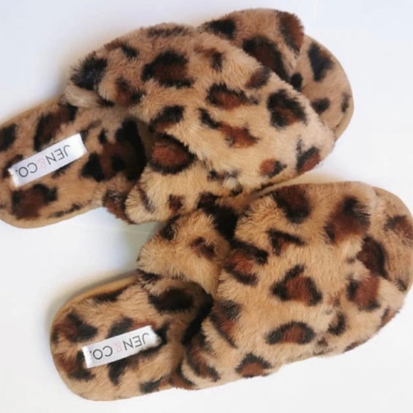 fuzzy cheetah slippers